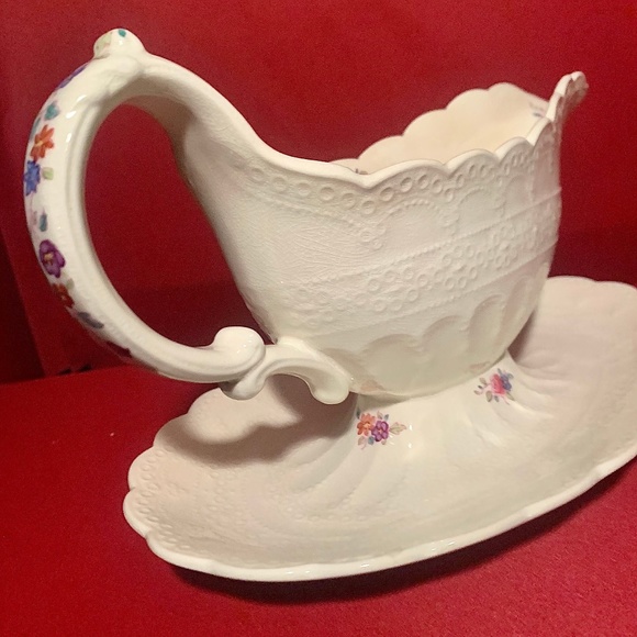 Spode Jewel Gravy Boat with Attached Underplate Ann Hathaway Jewel Pattern - Picture 10 of 10